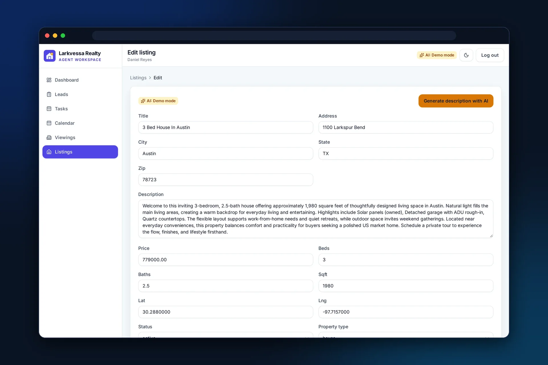 AI listing description generator