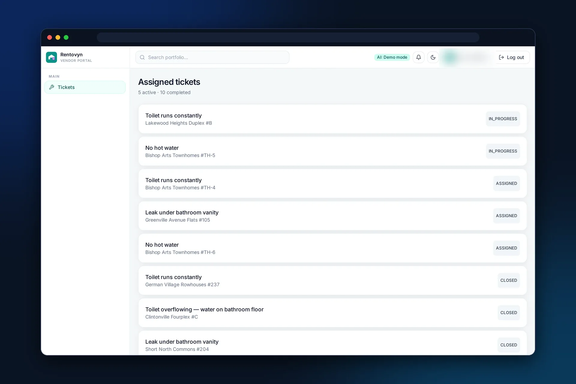 Vendor work-order portal