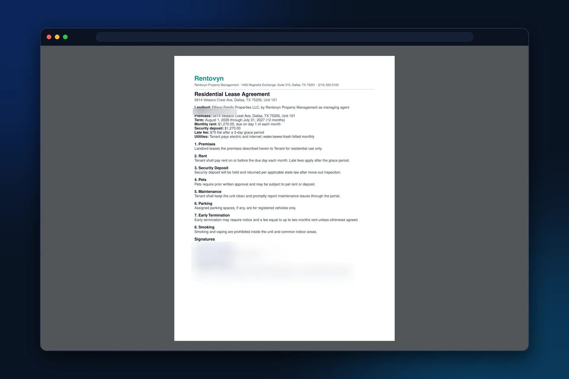 Generated PDF lease document